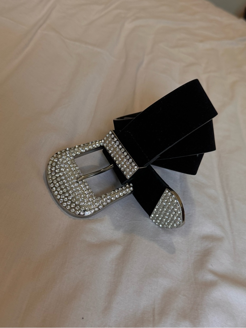 Zara women’s velvet rhinestone belt  85